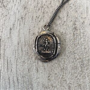 Pyrrha Silver Medallion Necklace